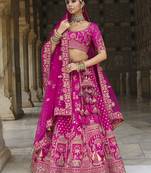 Magenta Pink  Embroidered Silk Blend Bridal Lehenga choli