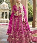 Magenta Pink  Embroidered Silk Blend Bridal Lehenga choli