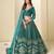 Teal Green Ice Velvelt Semi Stitched Lehenga Choli witn Embroidery Work