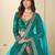 Teal Green Ice Velvelt Semi Stitched Lehenga Choli witn Embroidery Work