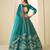 Teal Green Ice Velvelt Semi Stitched Lehenga Choli witn Embroidery Work