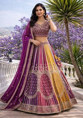 purple faux blooming lehenga choli with dupatta 2