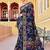 Silk blend navy blue printed saree