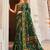 Silk blend green printed saree