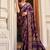Silk blend purple printed saree