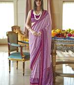 Magenta printed silk blend party contemporary saree