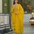 Women yellow viscose embroidered straight kurta trousers with dupatta