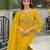 Women yellow viscose embroidered straight kurta trousers with dupatta