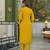 Women yellow viscose embroidered straight kurta trousers with dupatta
