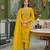 Women yellow viscose embroidered straight kurta trousers with dupatta