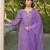 Women purple viscose embroidered straight kurta trousers with dupatta