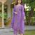 Women purple viscose embroidered straight kurta trousers with dupatta