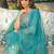 Women sea green viscose embroidered straight kurta trousers with dupatta