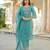 Women sea green viscose embroidered straight kurta trousers with dupatta