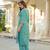 Women sea green viscose embroidered straight kurta trousers with dupatta
