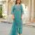 Women sea green viscose embroidered straight kurta trousers with dupatta