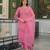 Women pink viscose embroidered straight kurta trousers with dupatta