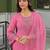 Women pink viscose embroidered straight kurta trousers with dupatta