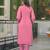 Women pink viscose embroidered straight kurta trousers with dupatta
