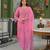 Women pink viscose embroidered straight kurta trousers with dupatta