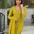 Women yellow viscose ethnic motifs printed straight kurta trousers with dupatta