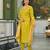 Women yellow viscose ethnic motifs printed straight kurta trousers with dupatta