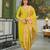 Women yellow viscose ethnic motifs printed straight kurta trousers with dupatta