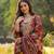 Women brown viscose floral printed straight kurta trousers with dupatta