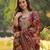 Women brown viscose floral printed straight kurta trousers with dupatta