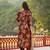 Women brown viscose floral printed straight kurta trousers with dupatta