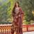 Women brown viscose floral printed straight kurta trousers with dupatta