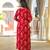 Women red viscose ikat printed straight kurta trousers with dupatta