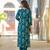 Women blue viscose ikat printed straight kurta trousers with dupatta