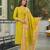 Women yellow viscose ethnic motifs printed straight kurta trousers with dupatta