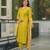 Women yellow viscose ethnic motifs printed straight kurta trousers with dupatta
