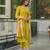 Women yellow viscose ethnic motifs printed straight kurta trousers with dupatta