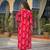 Women pink viscose ikat printed straight kurta trousers with dupatta