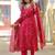 Women red viscose ethnic motifs printed straight kurta trousers with dupatta