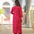 Women red viscose ethnic motifs printed straight kurta trousers with dupatta