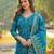 Women blue viscose ethnic motifs printed straight kurta trousers with dupatta