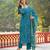 Women blue viscose ethnic motifs printed straight kurta trousers with dupatta