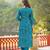 Women blue viscose ethnic motifs printed straight kurta trousers with dupatta