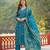 Women blue viscose ethnic motifs printed straight kurta trousers with dupatta
