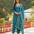 Women blue viscose ethnic motifs printed straight kurta trousers with dupatta