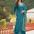 Women blue viscose ethnic motifs printed straight kurta trousers with dupatta