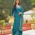 Women blue viscose ethnic motifs printed straight kurta trousers with dupatta