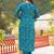 Women blue viscose ethnic motifs printed straight kurta trousers with dupatta