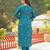 Women blue viscose ethnic motifs printed straight kurta trousers with dupatta