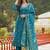Women blue viscose ethnic motifs printed straight kurta trousers with dupatta