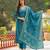 Women blue viscose ethnic motifs printed straight kurta trousers with dupatta